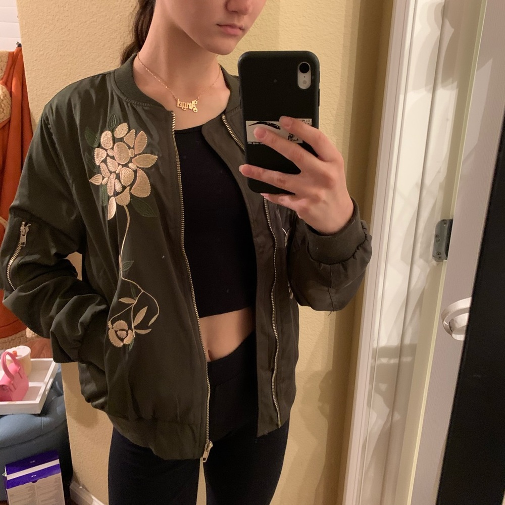 Green floral jacket